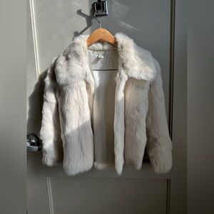 Vintage Lord & Taylor Rabbit Fur Coat Cream Jacket Small